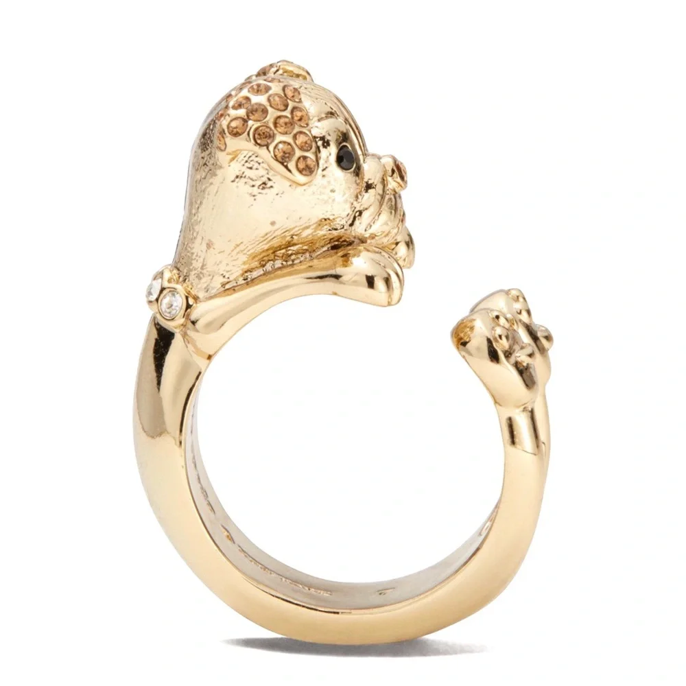 KATE SPADE • Gold Puppy Wrap Crystal Ring